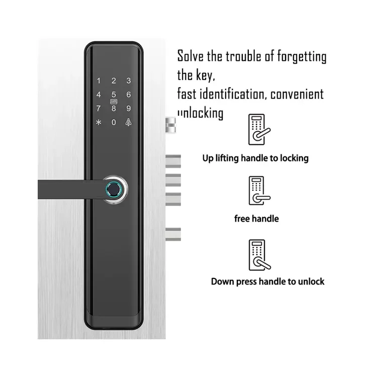 Biometric Fingerprint Automatic Smart Door Lock Tuya WIFI App Smart Lock USB Carging Combination Lock with Handle