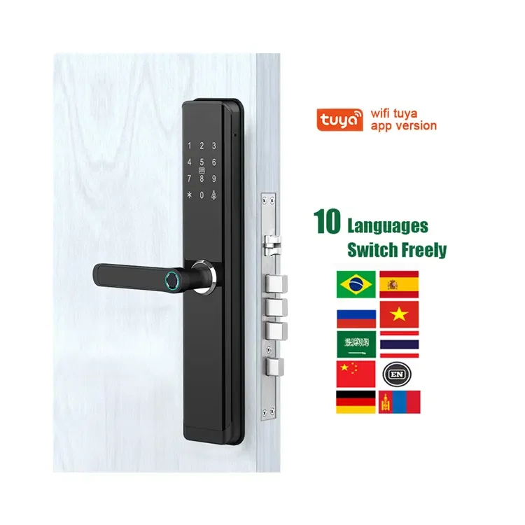 Biometric Fingerprint Automatic Smart Door Lock Tuya WIFI App Smart Lock USB Carging Combination Lock with Handle