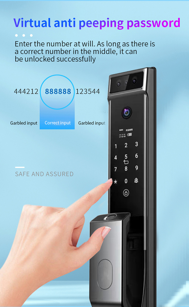 electronic face recognition fingerprint keyless price cerradura inteligente door lock with door bell camera