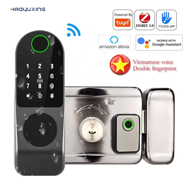 Korea Digital Door Lock Smart Multiple Functions Handle Lock Waterproof TUYA APP Control Security Fingerprint Integral Door Lock