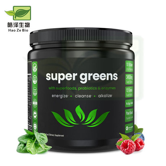 Private Label Super Greens Powder Multivitamin Bulk Mix Complete Whole Foods Adaptogen Vitamin Mineral Superfood Green Powder