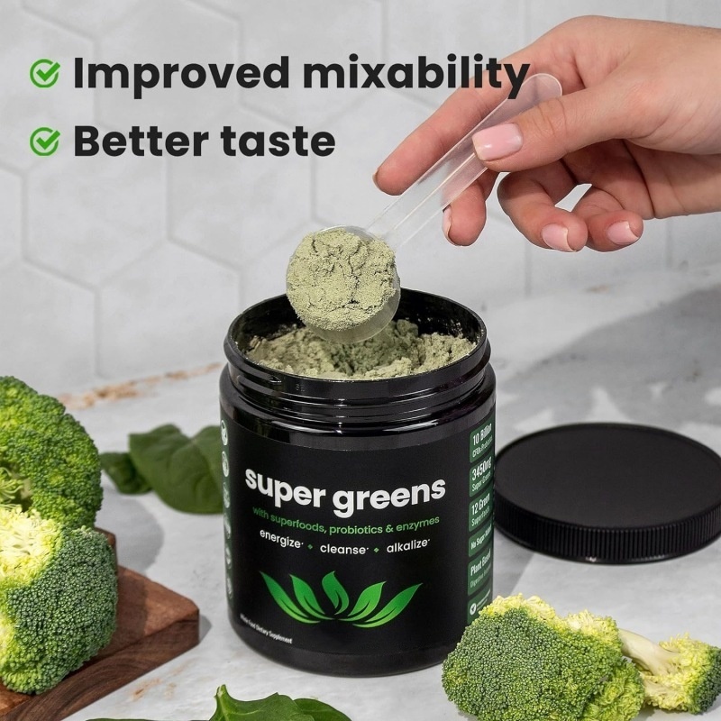 Bulk Private Label Super Greens Powder Multivitamin Mix Complete Whole Foods Adaptogen Vitamin Mineral Superfood Green Powder