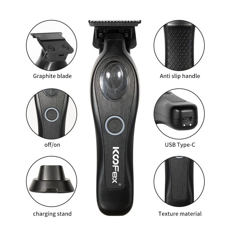 KooFex 7400 RPM High Speed Barber Machine Deep Tooth Graphite Blade Zero Gap Barber Trimmer