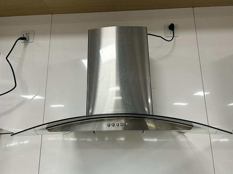 Smart range hood tempered glass stainless steel wall extractor hood chimney for kitchen island hood