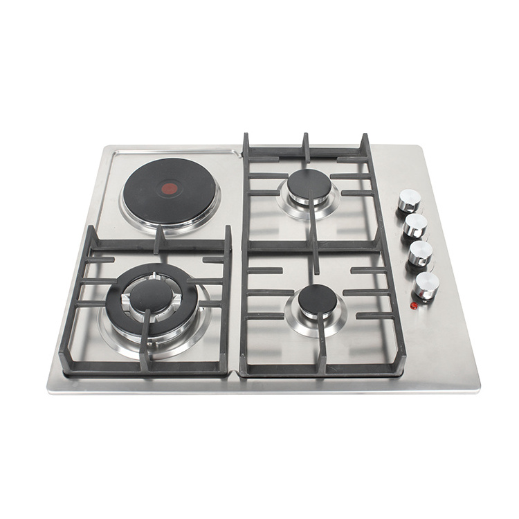 Stainless Steel Top Plate electric induction hotplate Built-in 60cm gas cooker 4 stove with oven