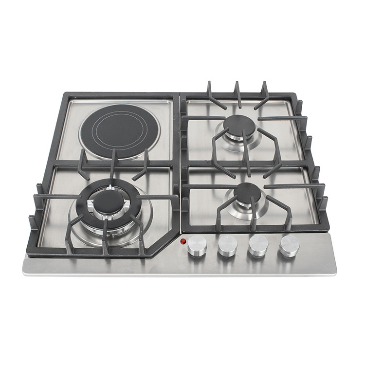 Stainless Steel Top Plate electric induction hotplate Built-in 60cm gas cooker 4 stove with oven