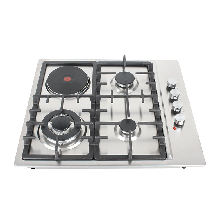 Stainless Steel Top Plate electric induction hotplate Built-in 60cm gas cooker 4 stove with oven