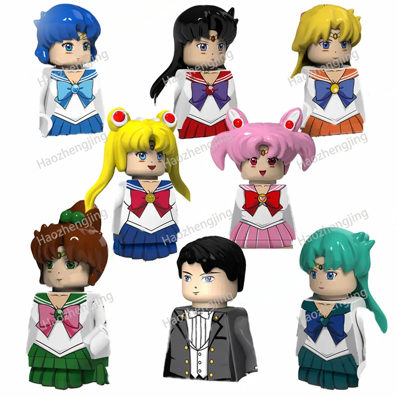 Japanese Anime series Toys Little Rabbit Sailor Moon Neptune Man Makoto Mini Building Blocks Action Figures Kid's Toys PG8156