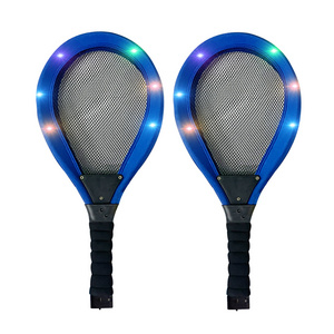 Outdoor beach sports toys led light up children tennis racket set with tennis ball and lighting shuttlecock