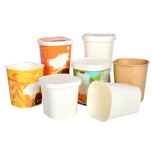 Custom Square Ice Cream Baked Yogurt Cups square ice cream paper cup with Paper Lids