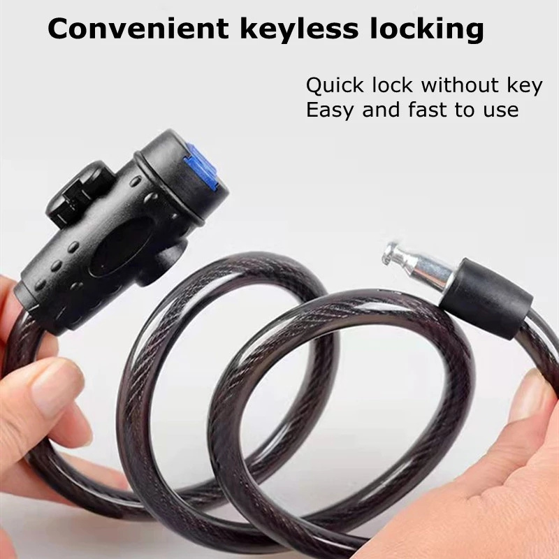 Bicycle Lock Anti-theft Mtb Road Bike Steel Wire Chain Lock Folding Bike Motorcycle Helmet Electric Bike Scooter Safety Padlock