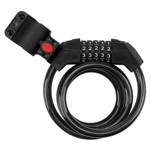 Hot sale  5 digit cable bicycle lock with Bracket Durable steel bike lock with 5 Number anti theft bike combination lock