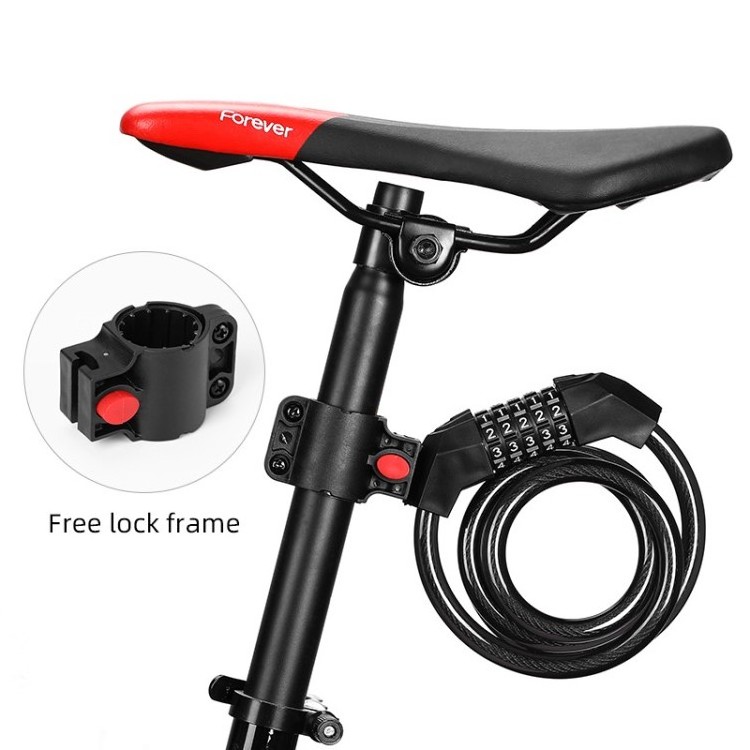 Hot sale  5 digit cable bicycle lock with Bracket Durable steel bike lock with 5 Number anti theft bike combination lock