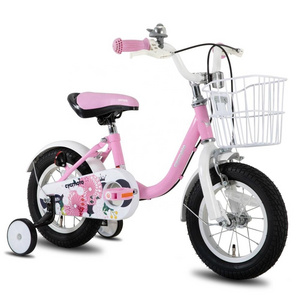 warehouse Colorful Girls Bike with Basket & Training Wheels 12 14 16 18 Inch Kids Bike Foot Brake Child Children Bicycle