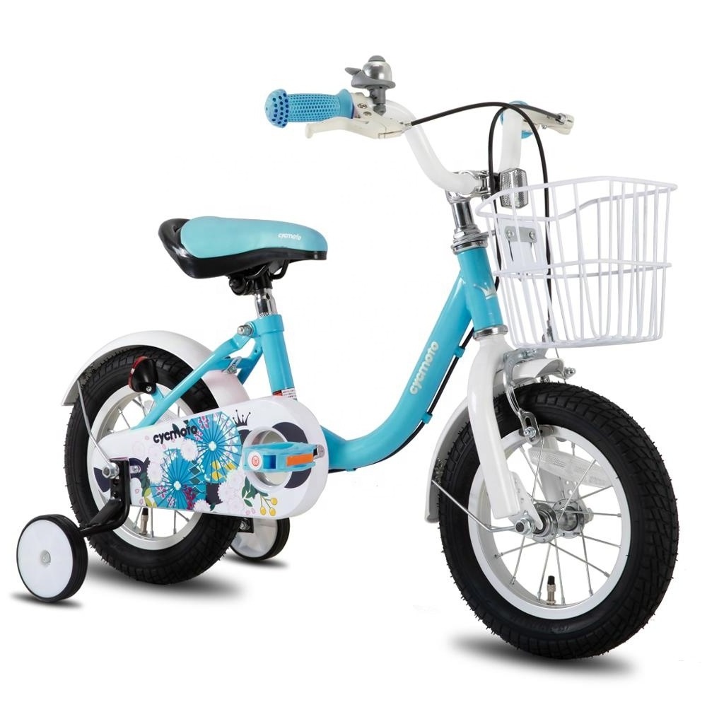 warehouse Colorful Girls Bike with Basket & Training Wheels 12 14 16 18 Inch Kids Bike Foot Brake Child Children Bicycle