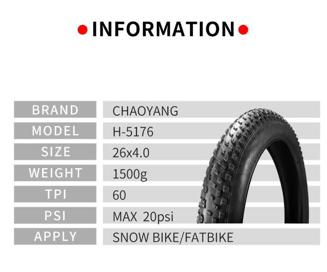 Wholesale CHAOYANG 20 x 4/26 x 4 Fat Bike Tyres Electric Snowmobile Beach Fat Bicycle Tires manufactures