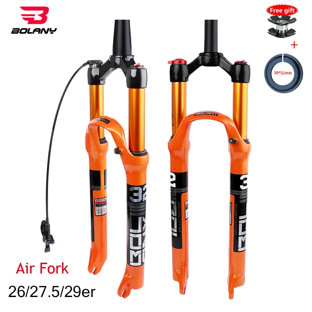 Bolany MTB Bicycle Fork Magnesium Alloy Air Suspension 26 27.5 29 Inch 32 HL RL100mm Bike Fork Lockout For Cycling Accessories