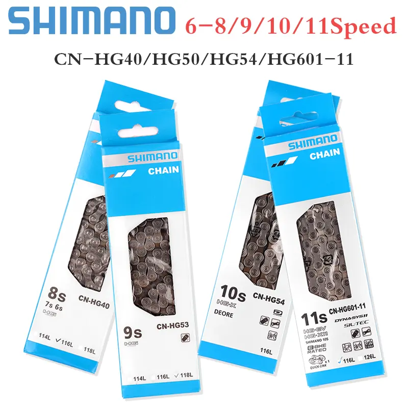 Shimano Steel Bicycle Chain 8/9/10/11/12 Speed HG40 HG53 HG54 HG601 M6100 Bike Components Parts 116Links for MTB & Road Bike