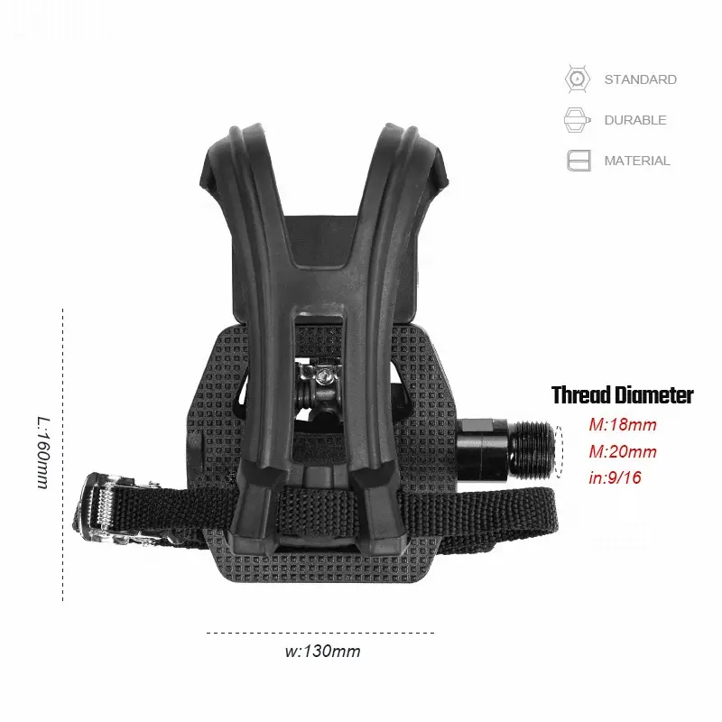 wholesale New Collection Spinning Bike Pedals 9/16'' Spin Bicycle With Toe Clips Exercise Spinning Bike Pedals