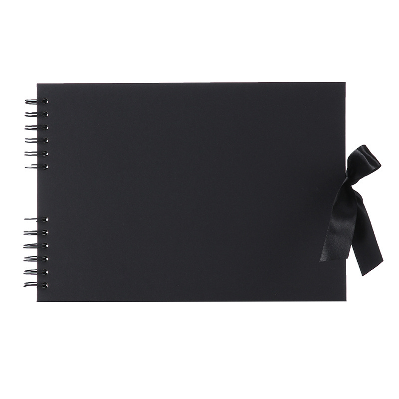 31.5 x 21 cm Spiral Bound Hardcover Black Paper Scrapbook Wedding Guest Book DIY Anniversary Travel Memory Photo Album