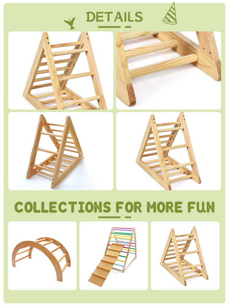 wooden  Indoor Climbers Toy Triangle Climber Kids Climbing ramp foldable slide climbing toys for toddlers climbing frame ladder