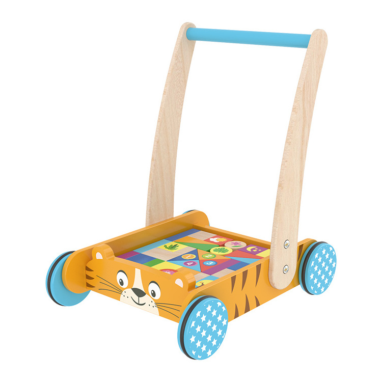 New Multifunction Educational Learning Activity Children Tiger Wooden  Baby Push Walker Toy For Kids chicken prices nordic