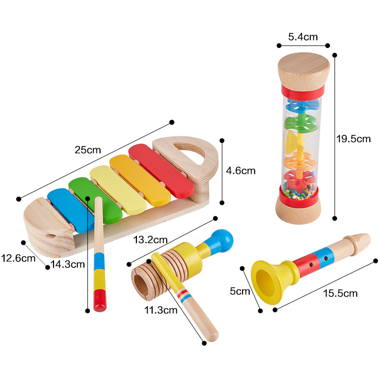 Popular Baby Early Childhood Educational Wood Sensory Music Bead Raindrops Musical instrument Tones Rainmaker Toy