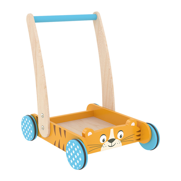 New Multifunction Educational Learning Activity Children Tiger Wooden  Baby Push Walker Toy For Kids chicken prices nordic