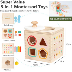 Montessori Materials Rainbow Drum Spinning musical Baby Toys Educational Toy Wood Montessori  with Bell