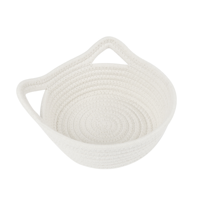 Woven Organic Small Nursery Bins White Fabric Frame Basket Baby Toys Soft Montessori Mini Cute Cotton Rope Storage Basket