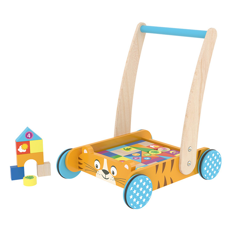 New Multifunction Educational Learning Activity Children Tiger Wooden  Baby Push Walker Toy For Kids chicken prices nordic