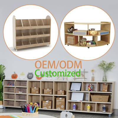 Wooden Nursery Furniture Toy Kindergarten Montessori Preschool Classroom Furniture Toy Organizer Wooden Toys Cabinet For Kid