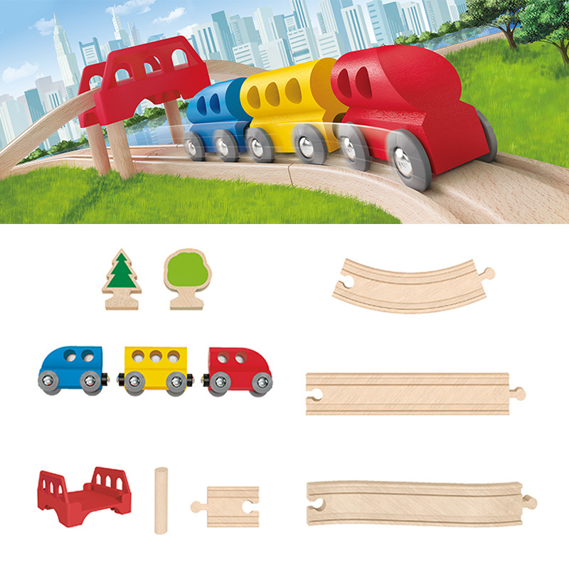 High Quality Rail Fairy Figure of Eight Wooden Train Set with Pink Train Train Accessories car