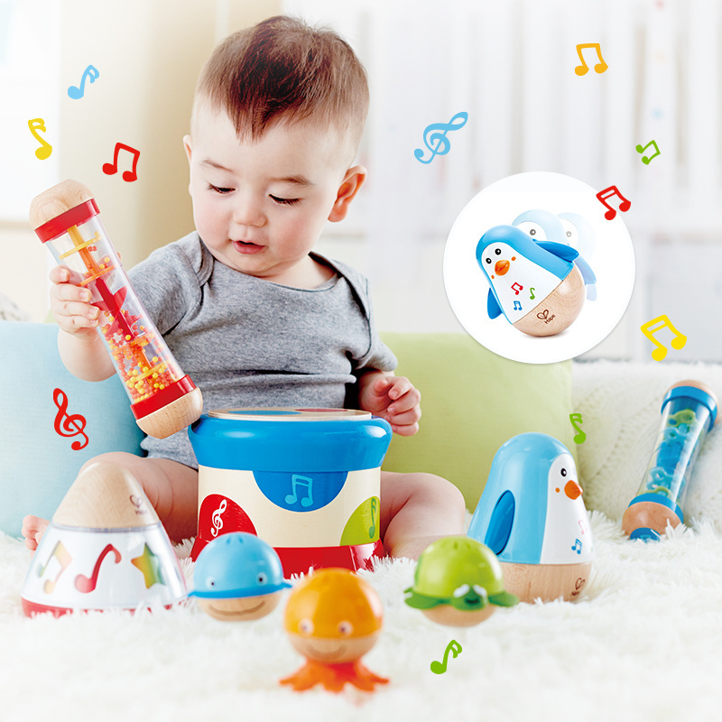 Popular Baby Early Childhood Educational Wood Sensory Music Bead Raindrops Musical instrument Tones Rainmaker Toy