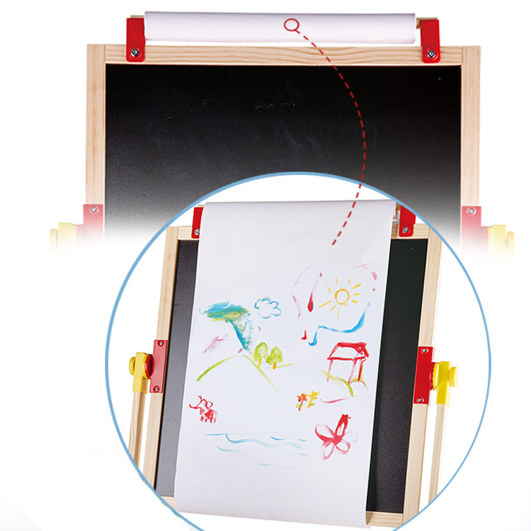 Double-sided Sketchpad Christmas Best Toy Gift Height Magnetic Wooden Art Easel Kids Drawing Board For Painting two side