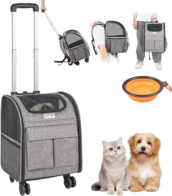 OEM High Quality Pet Rolling Carrier Dog Backpack Pet Carrier Backpack with Wheels Pets Travel Bag with Wheels