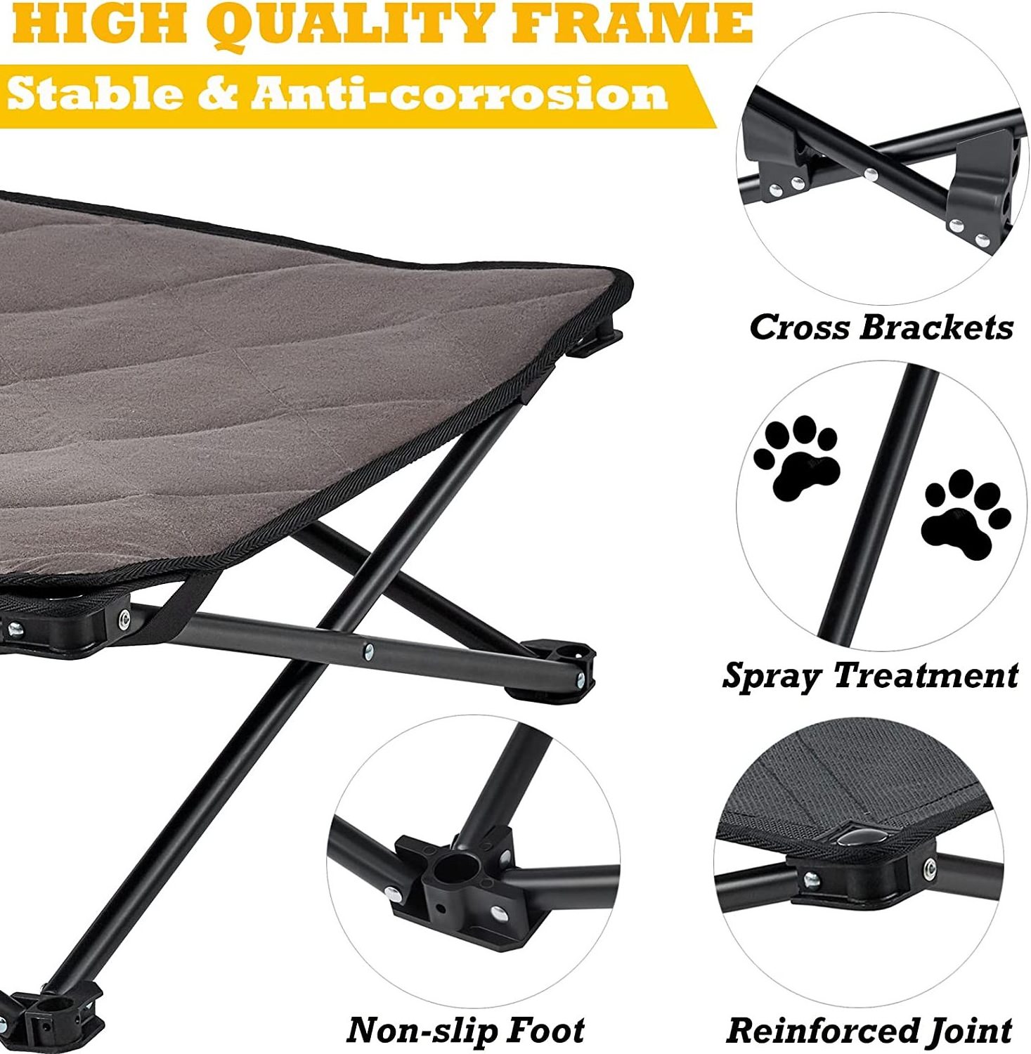 Elevated Dog Bed Raised Cot Outdoor Folding Dog Pet Cot with Separate Washable Sleeping Mattress Stable Dura