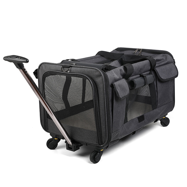 High Quality Portable Outside Breathable Pet Dog Cat Travel Bag Carrier With Wheels  for Small Animals