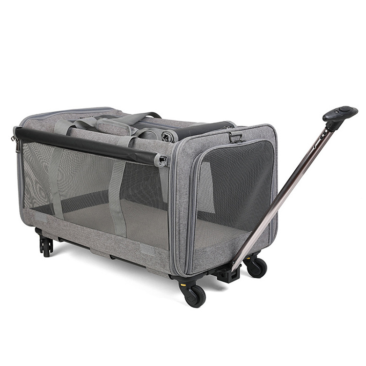 High Quality Portable Outside Breathable Pet Dog Cat Travel Bag Carrier With Wheels  for Small Animals