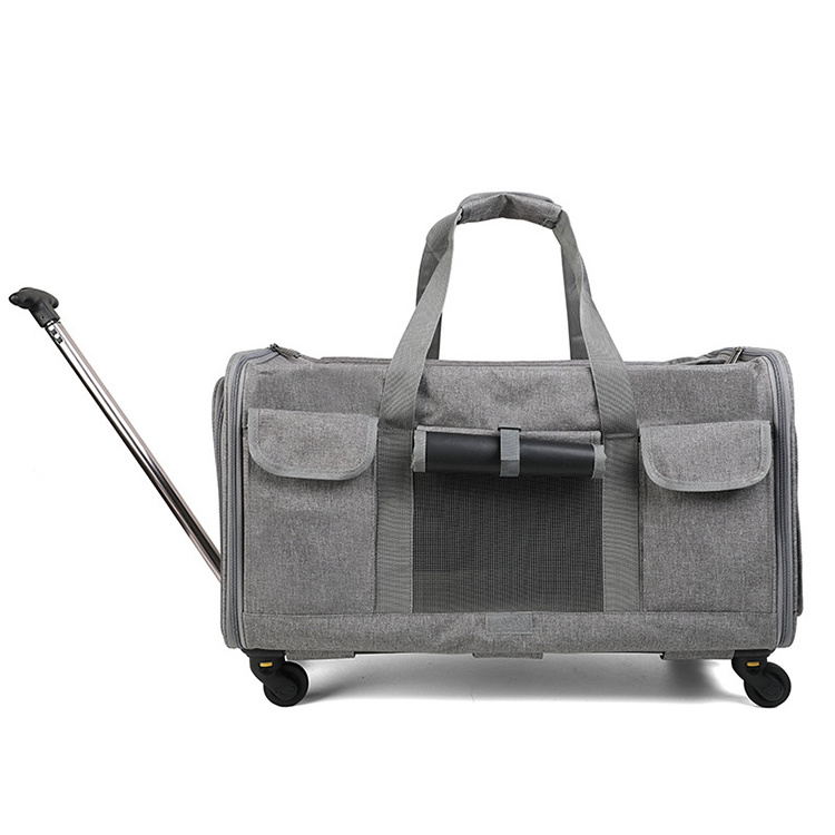 High Quality Portable Outside Breathable Pet Dog Cat Travel Bag Carrier With Wheels  for Small Animals