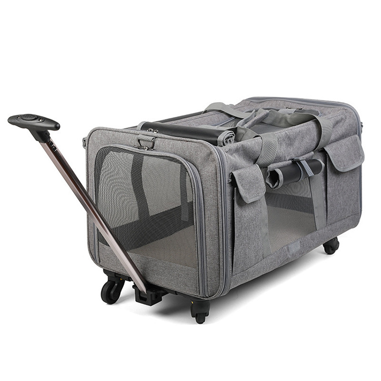 High Quality Portable Outside Breathable Pet Dog Cat Travel Bag Carrier With Wheels  for Small Animals