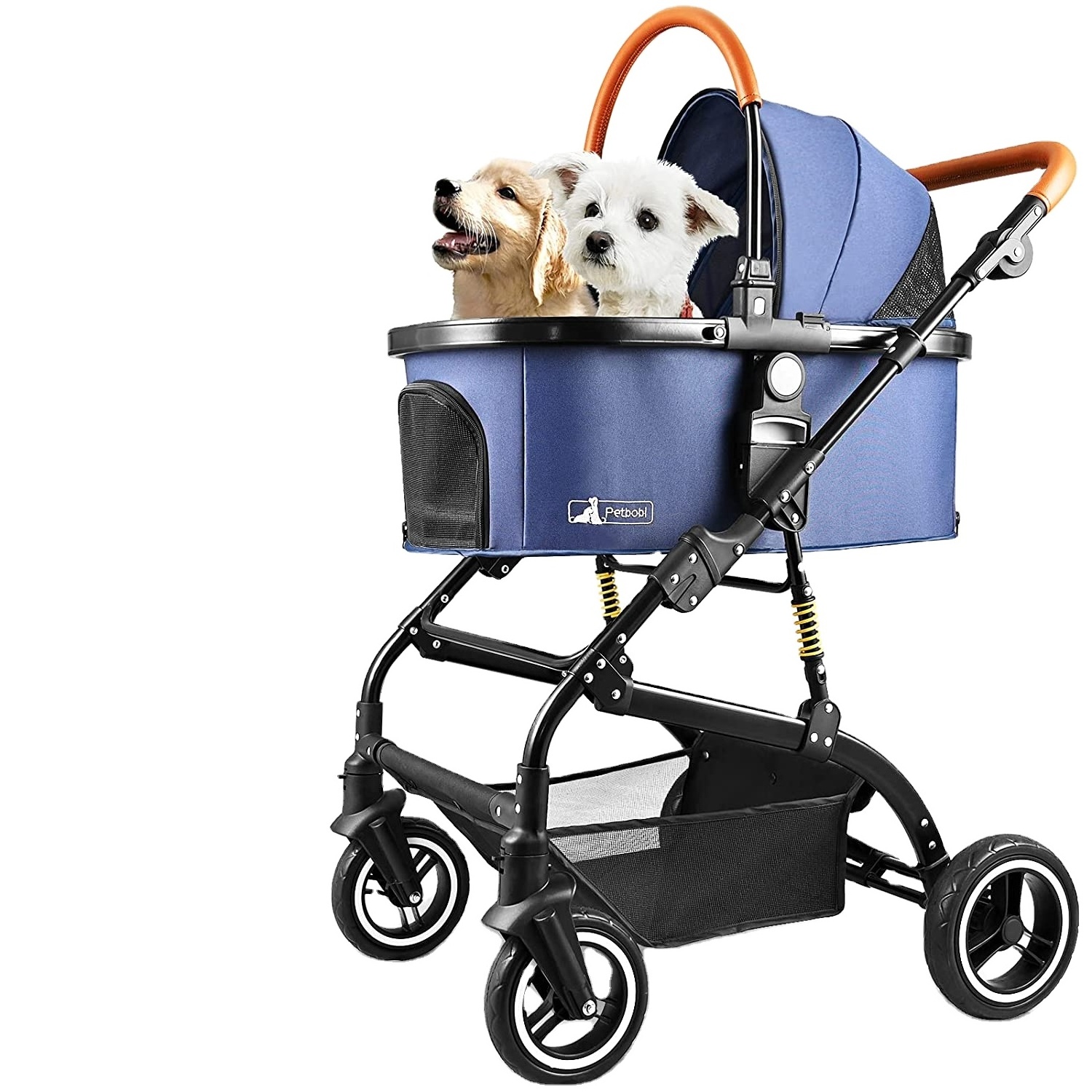 Dog Stroller with Detachable Carrier or Car Seat Suitable for 2 Small or Medium Dogs or Cats Easy Folding and Sturdy Stainless