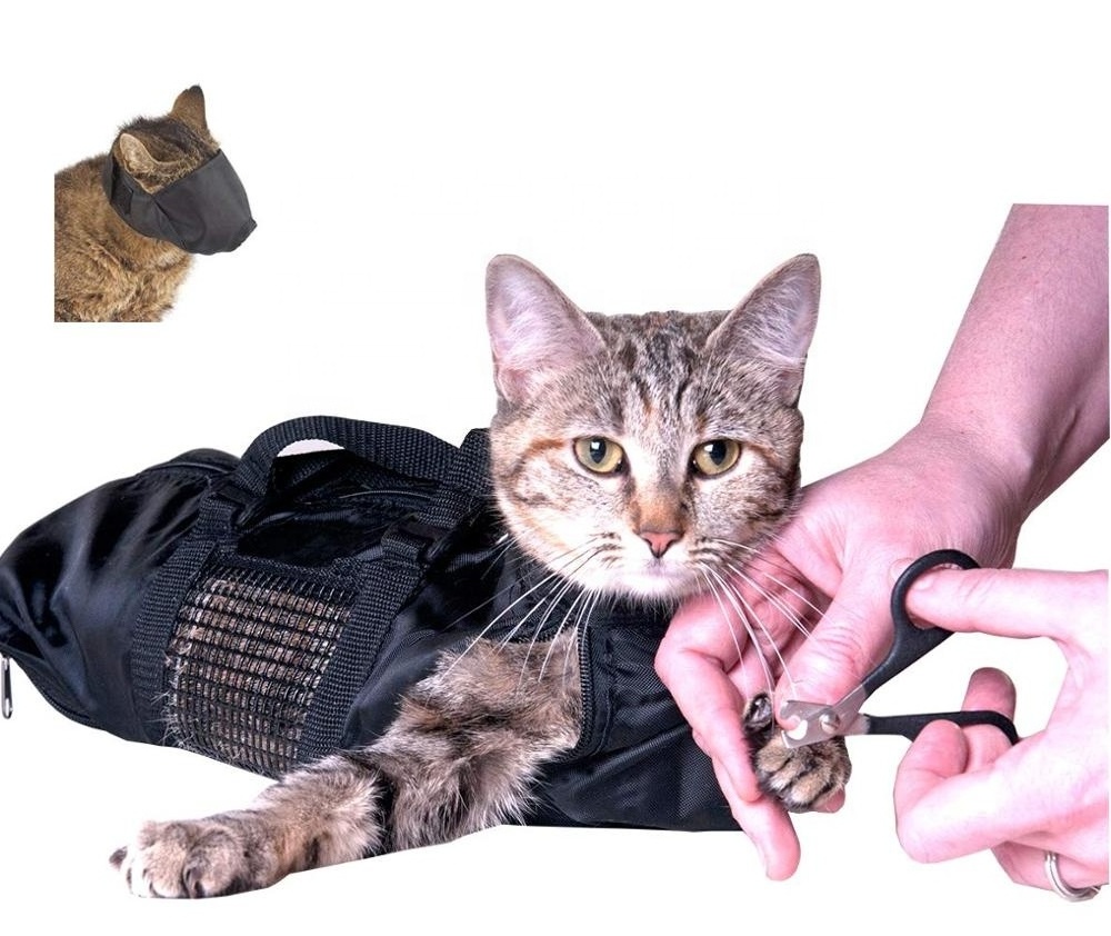 Cat Grooming Bag Restraint Bag For Cat Grooming Accessory And Free Pet Muzzle