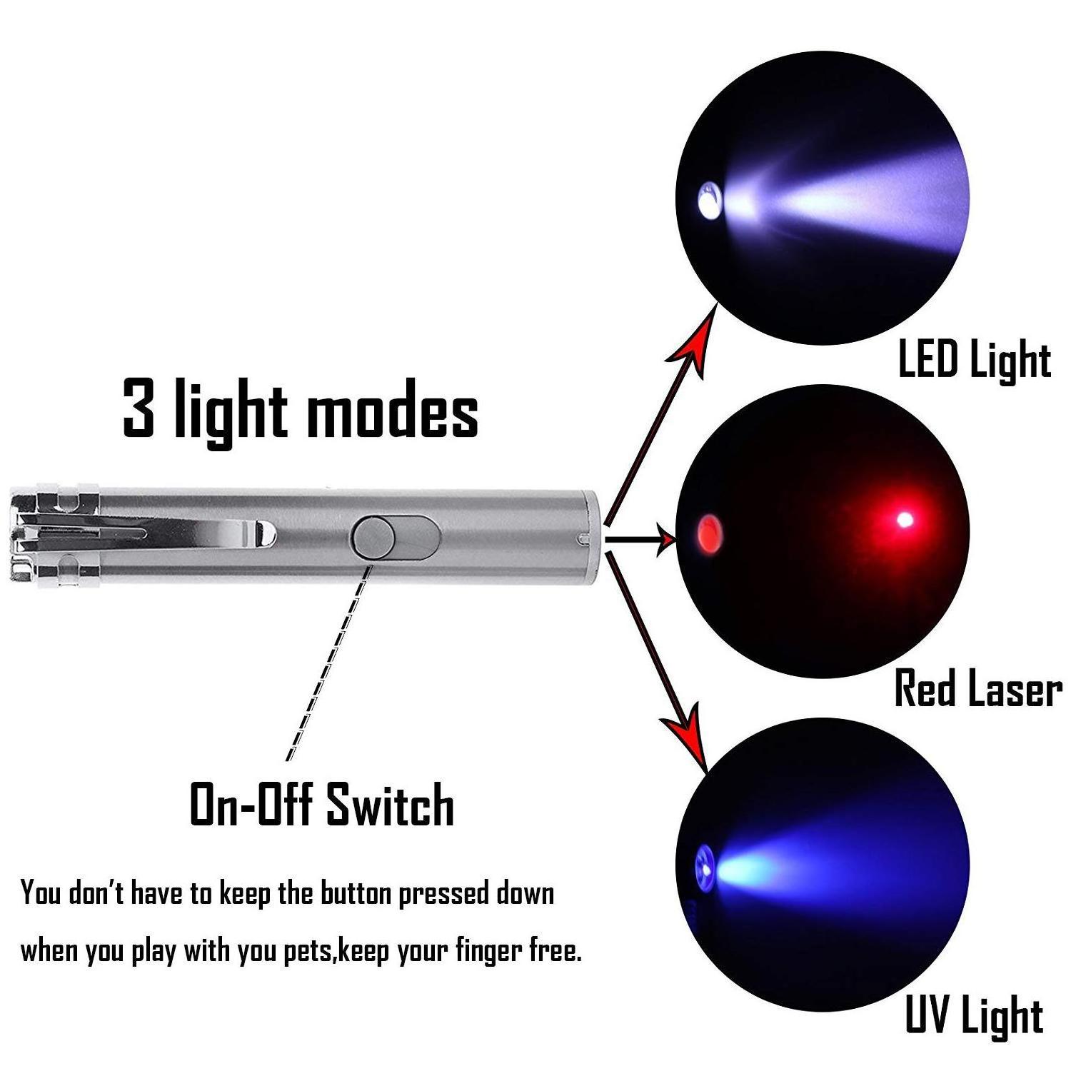 Rechargeable Cat Laser Pointer Toy 3 In 1 Red Laser Pointer Interactive Light Training Tool With USB Charging For Cat Dog