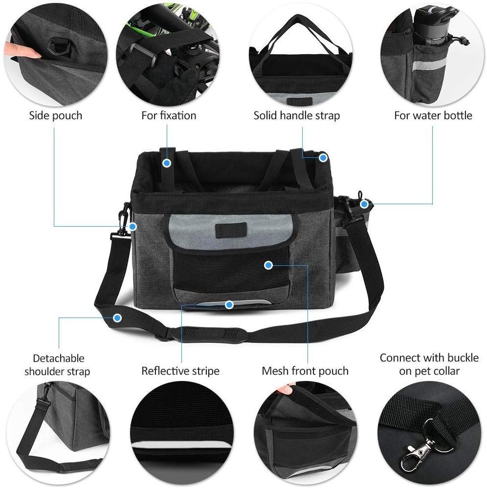 Folding Pet Cat Dog Carrier Front Removable Bicycle Handlebar Basket Quick Release Easy Install Detachable Cycling Bag