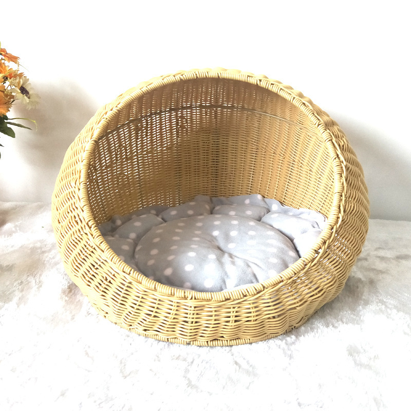 Wicker Cat Bed Pet Basket New Design Rattan Cat Bed