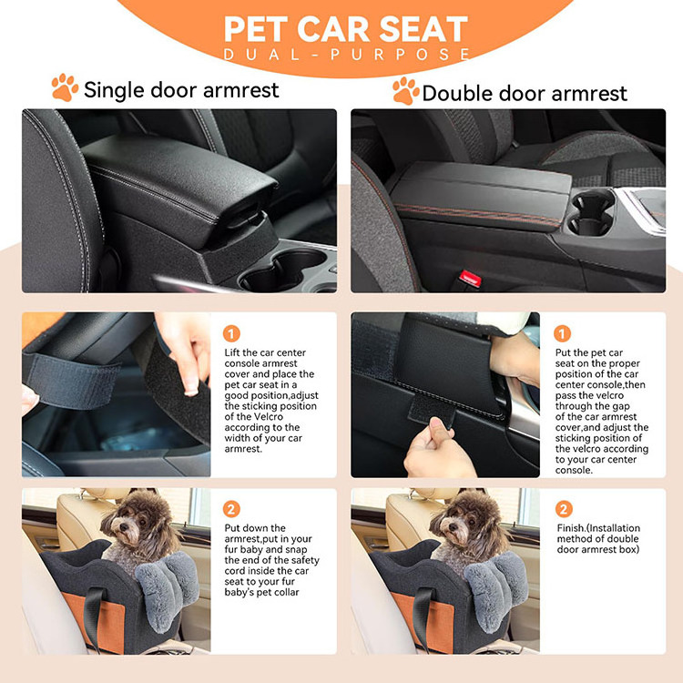 High Quality Dog Booster Seat Cats Center Console Seat Pet Car Bed for Car Puppy Car Seat for Small Dogs