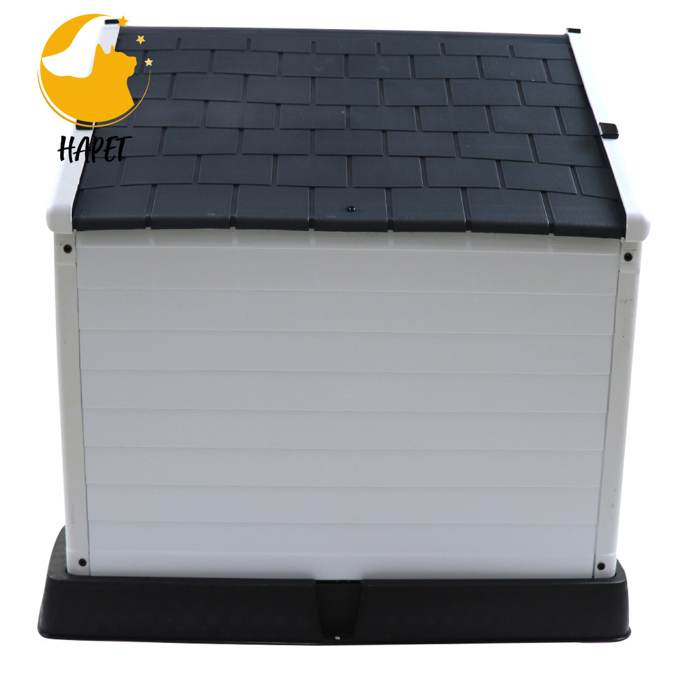 Outdoor plastic pet dog house large size waterproof dog kennel house with iron door and skylight