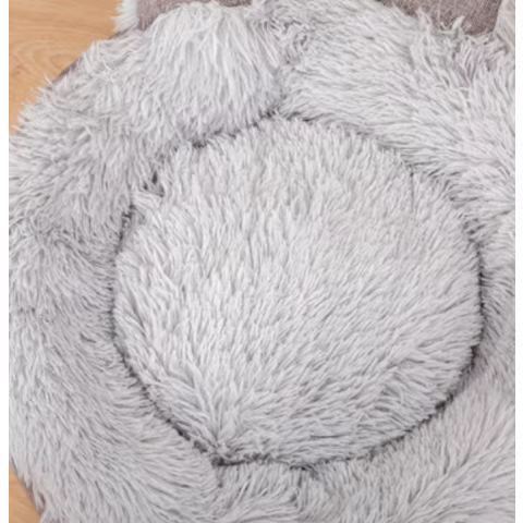 Lazy Rabbit Upgrade Cat Bed for Indoor Cats, Fluffy Calming Self Warming Round Cushion