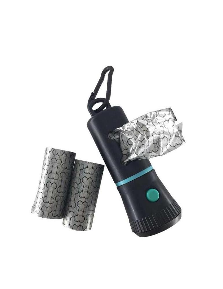 Portable Pet Dog Waste Bags Dog Poop Bags and Dispenser with electric Torch Led Safety Flashlight